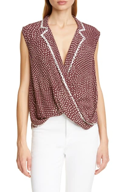 Shop Rag & Bone Dean Dot Wrap Front Sleeveless Top In Wine Multi