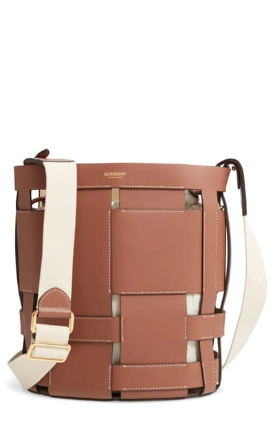 Shop Burberry Small Foster Leather Bucket Bag In Malt Brown