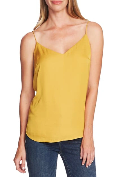 Shop Vince Camuto Lace Up Back Rumpled Satin Camisole In Honey Pot