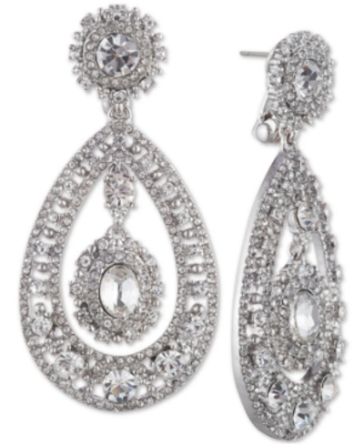 Shop Marchesa Crystal Filigree Chandelier Earrings In Silver