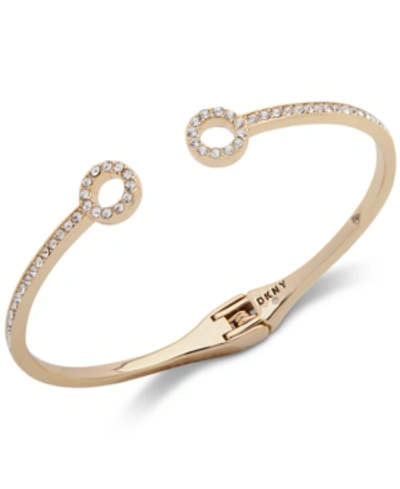 Shop Dkny Pave Circle Cuff Bracelet In Gold