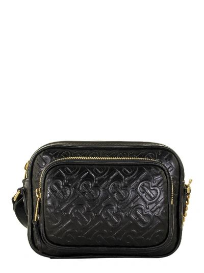 Shop Burberry Monogram Leather Camera Bag In Black