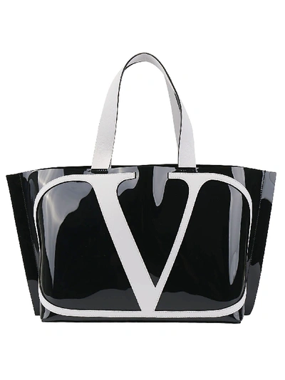 Shop Valentino Small Tote Bag In Nero/bianco Ottico