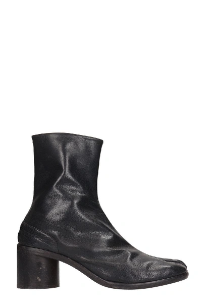 Shop Maison Margiela Tabi High Heels Ankle Boots In Black Leather
