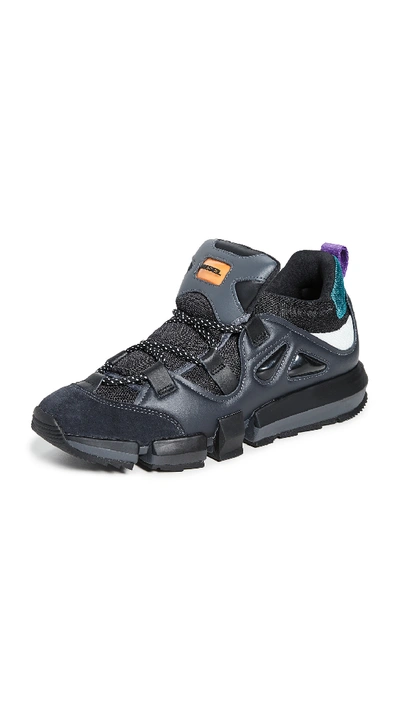 Shop Diesel Padola Low Sneakers In Black/asphalt