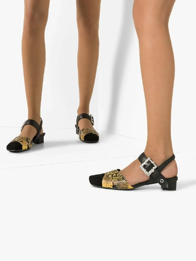 Shop Yuul Yie Black And Yellow Bliss 30 Snake Print Sandals