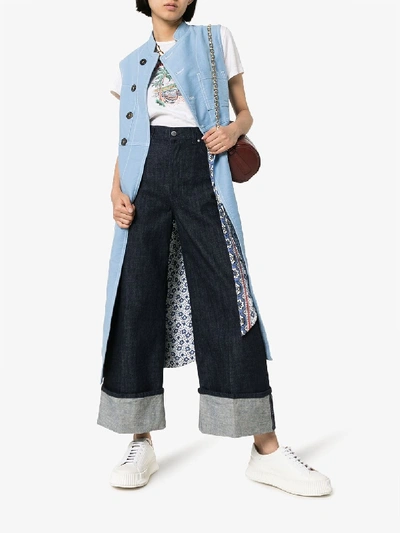 Shop Jw Anderson Turned Cuff Straight Leg Jeans In Blue