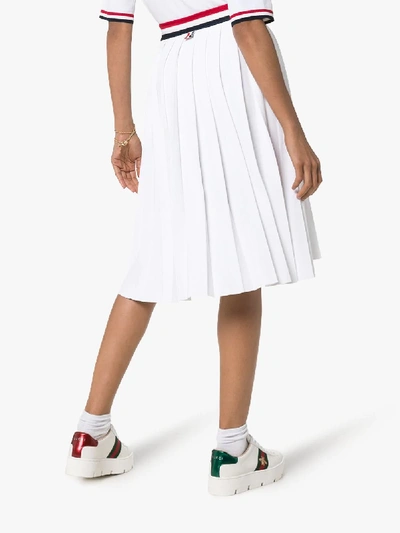 Shop Thom Browne High-waisted Pleated Skirt In White