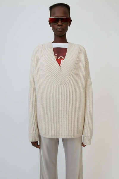 Shop Acne Studios Rib-knit Sweater Off White