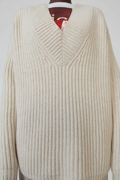 Shop Acne Studios Rib-knit Sweater Off White