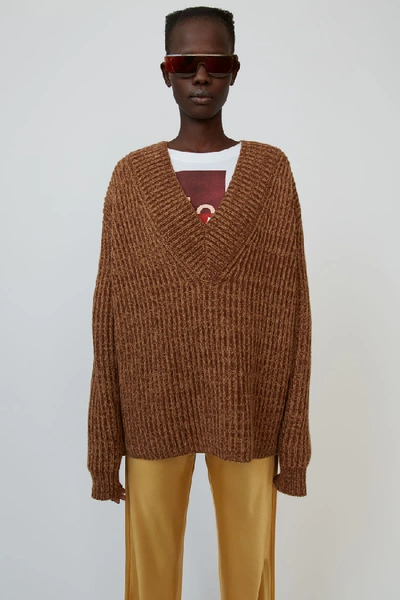 Shop Acne Studios Rib-knit Sweater Beige/camel