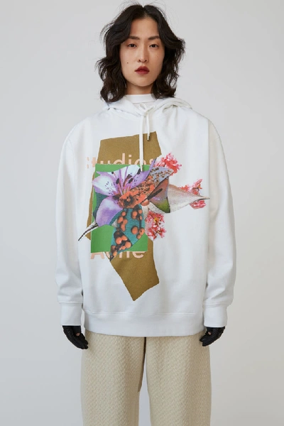 Shop Acne Studios Flower-print Hooded Sweatshirt Green/multi