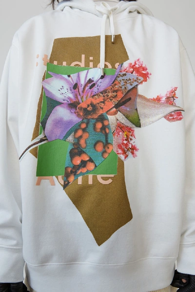 Shop Acne Studios Flower-print Hooded Sweatshirt Green/multi