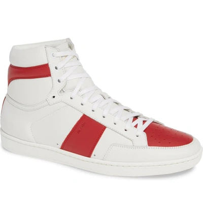 Shop Saint Laurent Sl/10h Signature Court Classic High Top Sneaker In White/ Multi