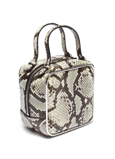 Shop Alexander Wang 'halo' Metal Rim Snake Embossed Leather Top Handle Box Bag