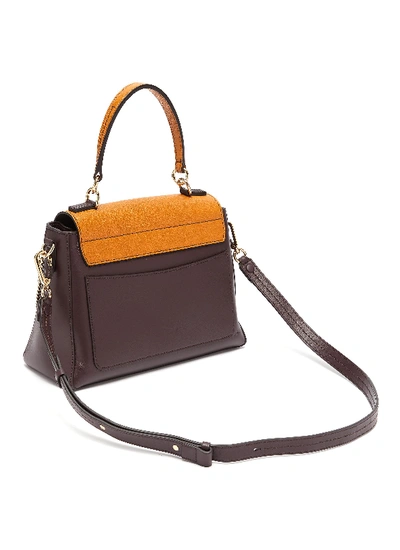 Shop Chloé "faye Day' Colourblock Mini Leather Shoulder Bag In Brown / Purple