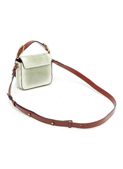 Shop Chloé ' C' Suede Panel Mini Leather Top Handle Bag In Antique Green