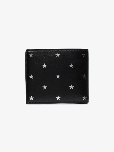 Shop Saint Laurent Black Star Print Leather Bifold Wallet