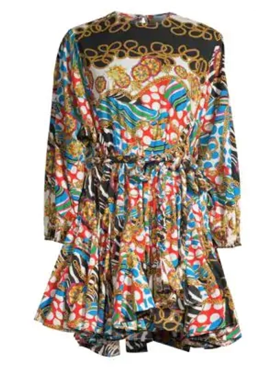 Shop Rhode Ella Mix Scarf Print A-line Dress In Chain