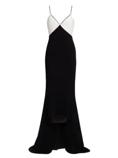 Shop Cinq À Sept Kimia Colorblock Gown In Black Ivory