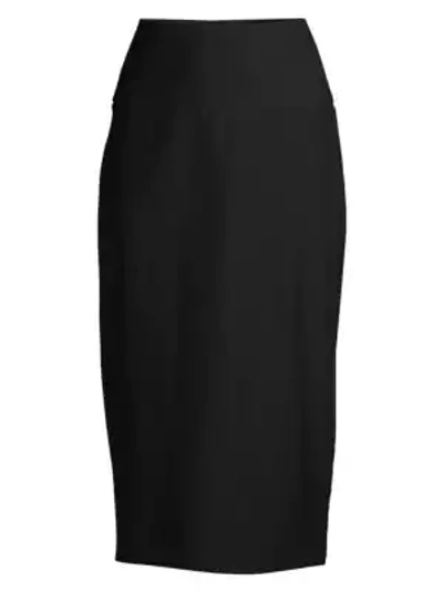 Shop Eileen Fisher Stretch Crepe Midi Pencil Skirt In Black