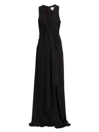 Shop Cinq À Sept Sylvia Plunging Twist Jersey Gown In Black