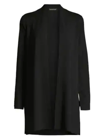 Shop Eileen Fisher Simple Longline Merino Wool Cardigan Sweater In Black