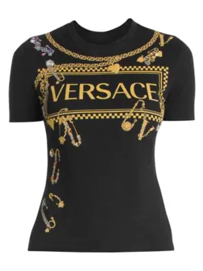 Shop Versace Jersey Logo Tee In Black