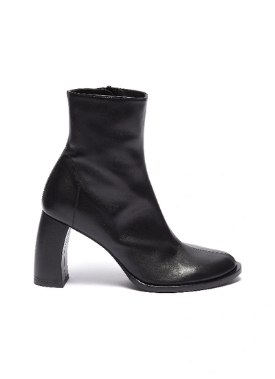 Shop Ann Demeulemeester Curved Heel Leather Ankle Boots In Black
