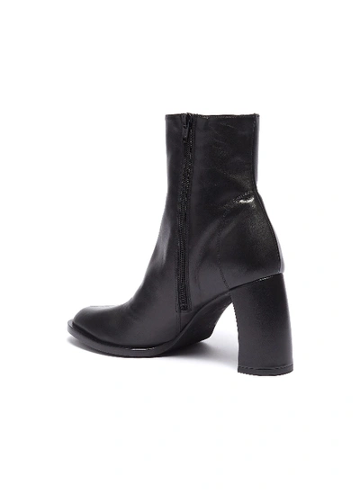 Shop Ann Demeulemeester Curved Heel Leather Ankle Boots In Black