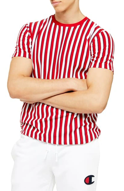 Shop Topman Frank Stripe Pique T-shirt In Red Multi