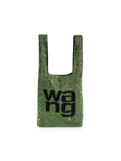 Shop Alexander Wang Mini Wangloc Rhinestone Shopper In Green