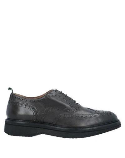Shop Green George Laced Shoes In Steel Grey