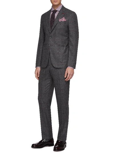 Shop Isaia 'cortina' Windowpane Check Wool-cashmere Flannel Suit