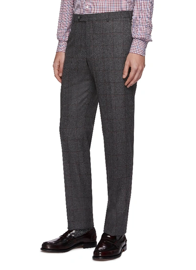 Shop Isaia 'cortina' Windowpane Check Wool-cashmere Flannel Suit