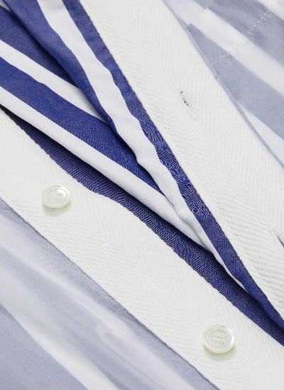 Shop Sacai Drawstring Hem Stripe Layered Panel Nylon Shirt Jacket