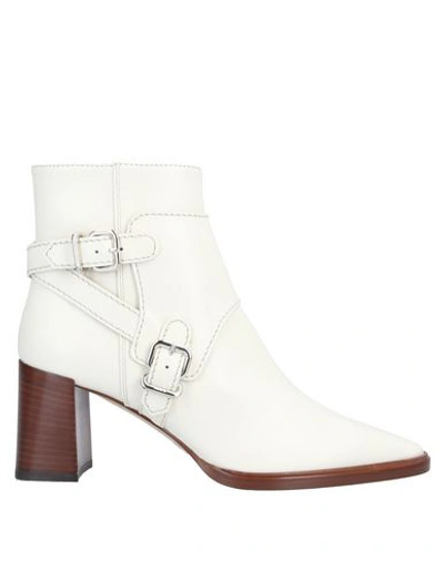 Shop Tod's Woman Ankle Boots Ivory Size 5 Soft Leather