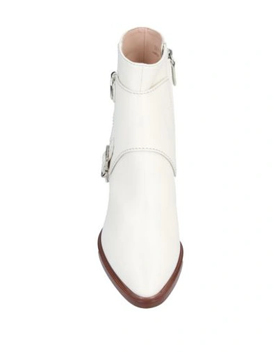 Shop Tod's Woman Ankle Boots Ivory Size 5 Soft Leather