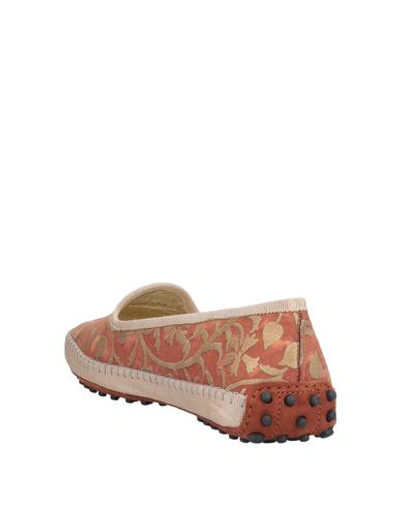 Shop Tod's Woman Loafers Rust Size 8 Textile Fibers In Red