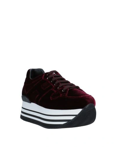 Shop Hogan Woman Sneakers Burgundy Size 4.5 Textile Fibers, Soft Leather In Red