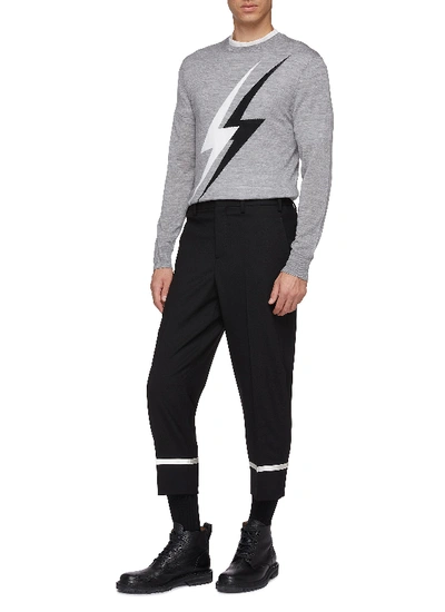 Shop Neil Barrett Thunderbolt Intarsia Wool Blend Sweater