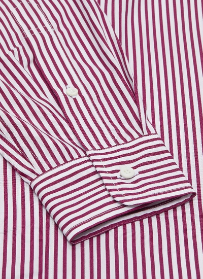 Shop Brunello Cucinelli Stripe Shirt In Berry Red