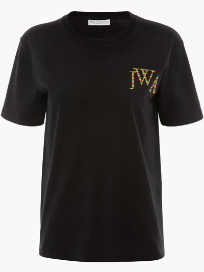 Shop Jw Anderson Embroidered Logo T-shirt In Black