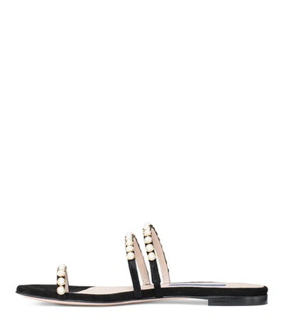 Shop Stuart Weitzman The Petrina Slide In Black Suede