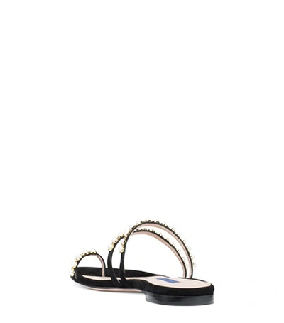 Shop Stuart Weitzman The Petrina Slide In Black Suede