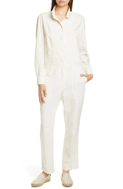 Shop Rag & Bone Morris Long Sleeve Cotton Jumpsuit In Ivory