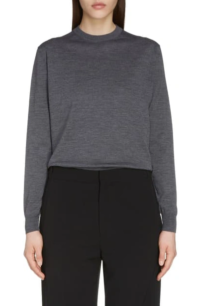 Shop Balenciaga Interlocking Bb Logo Wool Sweater In Heather Grey/ Black