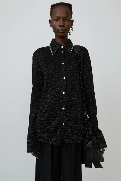 Shop Acne Studios Lurex-knit Shirt Black