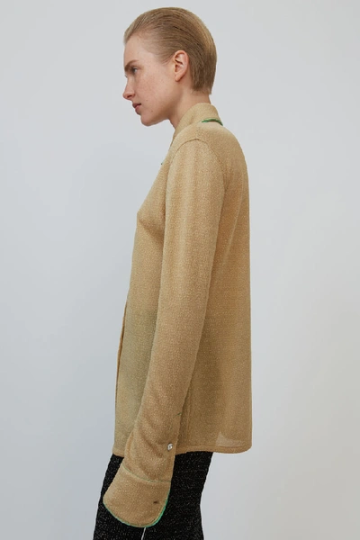 Shop Acne Studios Lurex-knit Shirt Wheat Beige