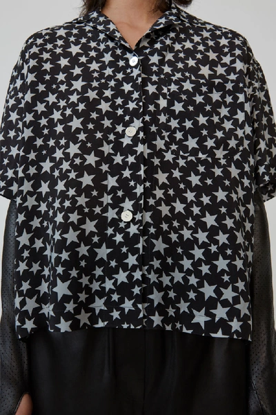 Shop Acne Studios Star-print Bowling Shirt Black/grey